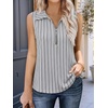 image:imageImily Bela Womens Summer Sleeveless Tank Tops Zipper V Neck Ribbed Dressy Casual Blouses Loose Business Polo ShirtsGrey Stripes