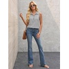 image:imageImily Bela Womens Summer Sleeveless Tank Tops Zipper V Neck Ribbed Dressy Casual Blouses Loose Business Polo ShirtsGrey Stripes