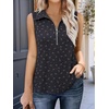 image:imageImily Bela Womens Summer Sleeveless Tank Tops Zipper V Neck Ribbed Dressy Casual Blouses Loose Business Polo ShirtsNavy Flower