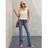 image:imageImily Bela Womens Summer Sleeveless Tank Tops Zipper V Neck Ribbed Dressy Casual Blouses Loose Business Polo ShirtsWave Point Color