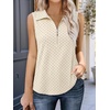 image:imageImily Bela Womens Summer Sleeveless Tank Tops Zipper V Neck Ribbed Dressy Casual Blouses Loose Business Polo ShirtsWave Point Color
