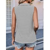 image:imageImily Bela Womens Summer Sleeveless Tank Tops Zipper V Neck Ribbed Dressy Casual Blouses Loose Business Polo ShirtsWhite Stripe