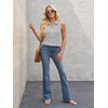 image:imageImily Bela Womens Summer Sleeveless Tank Tops Zipper V Neck Ribbed Dressy Casual Blouses Loose Business Polo ShirtsWhite Stripe