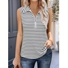 image:imageImily Bela Womens Summer Sleeveless Tank Tops Zipper V Neck Ribbed Dressy Casual Blouses Loose Business Polo ShirtsWhite Stripe