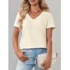 image:imageImily Bela Womens V Neck Short Sleeve TShirt Casual Basic Soft Tee Shirts Summer Everyday Tops 2026Beige