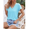 image:imageImily Bela Womens V Neck Short Sleeve TShirt Casual Basic Soft Tee Shirts Summer Everyday Tops 2026Bluegreen