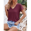 image:imageImily Bela Womens V Neck Short Sleeve TShirt Casual Basic Soft Tee Shirts Summer Everyday Tops 2026Burgundy