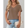 image:imageImily Bela Womens V Neck Short Sleeve TShirt Casual Basic Soft Tee Shirts Summer Everyday Tops 2026Coffee