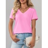 image:imageImily Bela Womens V Neck Short Sleeve TShirt Casual Basic Soft Tee Shirts Summer Everyday Tops 2026Pink