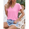 image:imageImily Bela Womens V Neck Short Sleeve TShirt Casual Basic Soft Tee Shirts Summer Everyday Tops 2026Pink