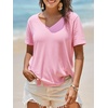 image:imageImily Bela Womens V Neck Short Sleeve TShirt Casual Basic Soft Tee Shirts Summer Everyday Tops 2026Pink
