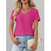 image:imageImily Bela Womens V Neck Short Sleeve TShirt Casual Basic Soft Tee Shirts Summer Everyday Tops 2026Rose Red