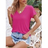 image:imageImily Bela Womens V Neck Short Sleeve TShirt Casual Basic Soft Tee Shirts Summer Everyday Tops 2026Rose Red