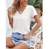 image:imageImily Bela Womens V Neck Short Sleeve TShirt Casual Basic Soft Tee Shirts Summer Everyday Tops 2026White