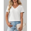 image:imageImily Bela Womens V Neck Short Sleeve TShirt Casual Basic Soft Tee Shirts Summer Everyday Tops 2026White