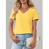 image:imageImily Bela Womens V Neck Short Sleeve TShirt Casual Basic Soft Tee Shirts Summer Everyday Tops 2026Yellow