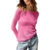 image:imageImily Bela Womens See Through Shirt Crewneck Long Sleeve Y2K Knitted Casual Blouse TopsWine Red