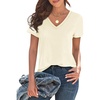 image:imageImily Bela Womens V Neck Short Sleeve TShirt Casual Basic Soft Tee Shirts Summer Everyday Tops 2026Beige