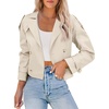 image:imageImily Bela Womens Lapel Trench Coat Double Breasted Cropped Jacket Casual Outwear with Belt