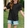 image:imageImily Bela Kids Girls Puff Short Sleeve Tops Summer Casual Crewneck Fashion T Shirts 514 YearsBlack