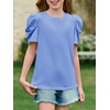 image:imageImily Bela Kids Girls Puff Short Sleeve Tops Summer Casual Crewneck Fashion T Shirts 514 YearsBluish Gray