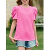 image:imageImily Bela Kids Girls Puff Short Sleeve Tops Summer Casual Crewneck Fashion T Shirts 514 YearsBright Pink