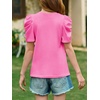 image:imageImily Bela Kids Girls Puff Short Sleeve Tops Summer Casual Crewneck Fashion T Shirts 514 YearsBright Pink
