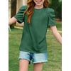 image:imageImily Bela Kids Girls Puff Short Sleeve Tops Summer Casual Crewneck Fashion T Shirts 514 YearsDark Green