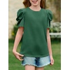 image:imageImily Bela Kids Girls Puff Short Sleeve Tops Summer Casual Crewneck Fashion T Shirts 514 YearsDark Green