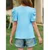 image:imageImily Bela Kids Girls Puff Short Sleeve Tops Summer Casual Crewneck Fashion T Shirts 514 YearsLight Blue