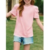 image:imageImily Bela Kids Girls Puff Short Sleeve Tops Summer Casual Crewneck Fashion T Shirts 514 YearsLight Pink
