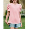 image:imageImily Bela Kids Girls Puff Short Sleeve Tops Summer Casual Crewneck Fashion T Shirts 514 YearsLight Pink