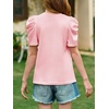 image:imageImily Bela Kids Girls Puff Short Sleeve Tops Summer Casual Crewneck Fashion T Shirts 514 YearsLight Pink