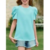 image:imageImily Bela Kids Girls Puff Short Sleeve Tops Summer Casual Crewneck Fashion T Shirts 514 YearsMint Color