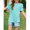 image:imageImily Bela Kids Girls Puff Short Sleeve Tops Summer Casual Crewneck Fashion T Shirts 514 YearsMint Color