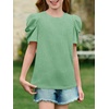image:imageImily Bela Kids Girls Puff Short Sleeve Tops Summer Casual Crewneck Fashion T Shirts 514 YearsOlive Green