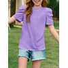 image:imageImily Bela Kids Girls Puff Short Sleeve Tops Summer Casual Crewneck Fashion T Shirts 514 YearsViolet