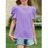 image:imageImily Bela Kids Girls Puff Short Sleeve Tops Summer Casual Crewneck Fashion T Shirts 514 YearsViolet
