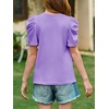 image:imageImily Bela Kids Girls Puff Short Sleeve Tops Summer Casual Crewneck Fashion T Shirts 514 YearsViolet
