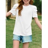 image:imageImily Bela Kids Girls Puff Short Sleeve Tops Summer Casual Crewneck Fashion T Shirts 514 YearsWhite