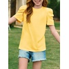 image:imageImily Bela Kids Girls Puff Short Sleeve Tops Summer Casual Crewneck Fashion T Shirts 514 YearsYellow