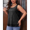 image:imageImily Bela Womens Plus Size Sequin Tank Tops Summer Scoop Neck Sleeveless TShirts Tops Sexy Sparkle Shimmer Tunic TopsBlack