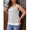 image:imageImily Bela Womens Plus Size Sequin Tank Tops Summer Scoop Neck Sleeveless TShirts Tops Sexy Sparkle Shimmer Tunic TopsWhite