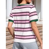 image:imageImily Bela Womens Summer Tops 2026 Striped Color Block Short Puff Sleeve T Shirt Casual Crewneck Loose Basic Tee Light Pink