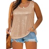 image:imageImily Bela Womens Plus Size Sequin Tank Tops Summer Scoop Neck Sleeveless TShirts Tops Sexy Sparkle Shimmer Tunic TopsChampagne Gold