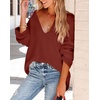 image:imageImily Bela Womens Oversized Deep V Neck Sweaters Sexy Long Sleeve Tunic Sweater Knitted Dressy Pullover JumperBrick Red