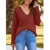 image:imageImily Bela Womens Oversized Deep V Neck Sweaters Sexy Long Sleeve Tunic Sweater Knitted Dressy Pullover JumperBrick Red
