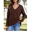 image:imageImily Bela Womens Oversized Deep V Neck Sweaters Sexy Long Sleeve Tunic Sweater Knitted Dressy Pullover JumperBrown