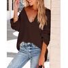 image:imageImily Bela Womens Oversized Deep V Neck Sweaters Sexy Long Sleeve Tunic Sweater Knitted Dressy Pullover JumperBrown