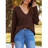 image:imageImily Bela Womens Oversized Deep V Neck Sweaters Sexy Long Sleeve Tunic Sweater Knitted Dressy Pullover JumperBrown